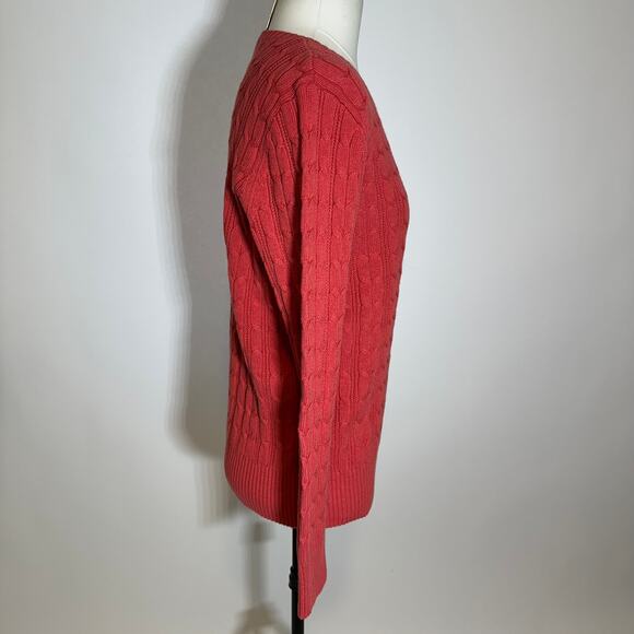NWOT St. John's Bay Coral Cable Knit Crewneck Sweater Womens Size Large L Preppy - Picture 3 of 10